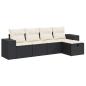 Preview: 5-tlg. Garten-Sofagarnitur mit Kissen Schwarz Poly Rattan