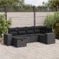 Preview: ARDEBO.de - 6-tlg. Garten-Sofagarnitur mit Kissen Schwarz Poly Rattan