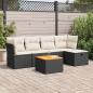 Preview: ARDEBO.de - 6-tlg. Garten-Sofagarnitur mit Kissen Schwarz Poly Rattan