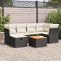 Preview: ARDEBO.de - 7-tlg. Garten-Sofagarnitur mit Kissen Schwarz Poly Rattan