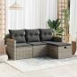 Preview: ARDEBO.de - 4-tlg. Garten-Sofagarnitur mit Kissen Grau Poly Rattan