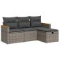 Preview: 4-tlg. Garten-Sofagarnitur mit Kissen Grau Poly Rattan