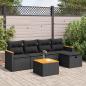 Preview: ARDEBO.de - 6-tlg. Garten-Sofagarnitur mit Kissen Schwarz Poly Rattan