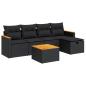 Preview: 6-tlg. Garten-Sofagarnitur mit Kissen Schwarz Poly Rattan