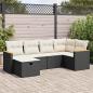 Preview: ARDEBO.de - 6-tlg. Garten-Sofagarnitur mit Kissen Schwarz Poly Rattan