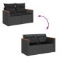 Preview: 7-tlg. Garten-Sofagarnitur mit Kissen Schwarz Poly Rattan