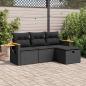Preview: ARDEBO.de - 4-tlg. Garten-Sofagarnitur mit Kissen Schwarz Poly Rattan