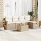Preview: ARDEBO.de - 6-tlg. Garten-Sofagarnitur mit Kissen Beige Poly Rattan