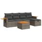 Preview: 6-tlg. Garten-Sofagarnitur mit Kissen Grau Poly Rattan