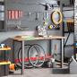 Preview: Werkbank Hellbraun 140x60x81,5 cm Massivholz Eiche