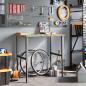 Preview: Werkbank Hellbraun 100x60x(71,5-98) cm Massivholz Eiche