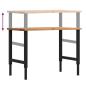 Preview: Werkbank Hellbraun 100x60x(71,5-98) cm Massivholz Eiche