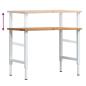 Preview: Werkbank Hellbraun 100x60x(71,5-98) cm Massivholz Eiche