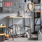 Preview: Werkbank 100x60x(71,5-98) cm Massivholz Eiche