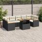 Preview: ARDEBO.de - 7-tlg. Garten-Sofagarnitur mit Kissen Schwarz Poly Rattan