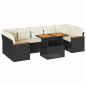 Preview: 7-tlg. Garten-Sofagarnitur mit Kissen Schwarz Poly Rattan