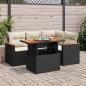 Preview: ARDEBO.de - 5tlg. Garten-Sofagarnitur mit Kissen Schwarz Poly Rattan Akazie