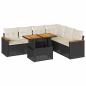 Preview: 7-tlg. Garten-Sofagarnitur mit Kissen Schwarz Poly Rattan