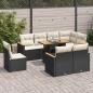 Preview: ARDEBO.de - 9-tlg. Garten-Sofagarnitur mit Kissen Schwarz Poly Rattan