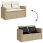 Preview: 9-tlg. Garten-Sofagarnitur mit Kissen Beige Poly Rattan Akazie