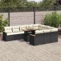 Preview: ARDEBO.de - 11-tlg. Garten-Sofagarnitur mit Kissen Schwarz Poly Rattan