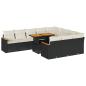 Preview: 11-tlg. Garten-Sofagarnitur mit Kissen Schwarz Poly Rattan