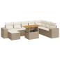 Preview: 9-tlg. Garten-Sofagarnitur mit Kissen Beige Poly Rattan Akazie