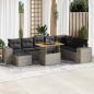 Preview: ARDEBO.de - 9-tlg. Garten-Sofagarnitur mit Kissen Grau Poly Rattan Akazie