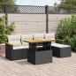 Preview: ARDEBO.de - 6-tlg. Garten-Sofagarnitur mit Kissen Schwarz Poly Rattan