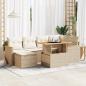 Preview: ARDEBO.de - 7-tlg. Garten-Sofagarnitur mit Kissen Beige Poly Rattan Akazie