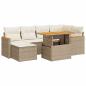 Preview: 7-tlg. Garten-Sofagarnitur mit Kissen Beige Poly Rattan Akazie