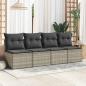 Preview: 4-tlg. Garten-Sofagarnitur mit Kissen Hellgrau Poly Rattan