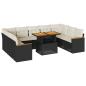 Preview: 10-tlg. Garten-Sofagarnitur mit Kissen Schwarz Poly Rattan