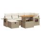 Preview: 8-tlg. Garten-Sofagarnitur mit Kissen Beige Poly Rattan Akazie