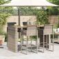 Preview: 5-tlg. Gartenbar-Set mit Kissen Grau Poly Rattan Akazie