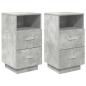 Preview: Nachttische 2 Stk. mit 2 Schubladen Betongrau 36x36x68 cm