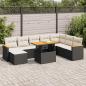 Preview: ARDEBO.de - 9-tlg. Garten-Sofagarnitur mit Kissen Schwarz Poly Rattan