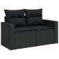 Preview: ARDEBO.de - 6-tlg. Garten-Sofagarnitur mit Kissen Schwarz Poly Rattan
