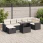 Preview: ARDEBO.de - 8-tlg. Garten-Sofagarnitur mit Kissen Schwarz Poly Rattan