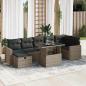 Preview: ARDEBO.de - 8-tlg. Garten-Sofagarnitur mit Kissen Grau Poly Rattan