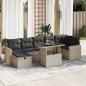 Preview: ARDEBO.de - 8-tlg. Garten-Sofagarnitur mit Kissen Hellgrau Poly Rattan