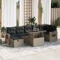 Preview: ARDEBO.de - 8-tlg. Garten-Sofagarnitur mit Kissen Grau Poly Rattan