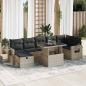 Preview: ARDEBO.de - 8-tlg. Garten-Sofagarnitur mit Kissen Hellgrau Poly Rattan