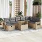 Preview: ARDEBO.de - 9-tlg. Garten-Sofagarnitur mit Kissen Beige Poly Rattan