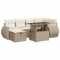 Preview: 7-tlg. Garten-Sofagarnitur mit Kissen Beige Poly Rattan