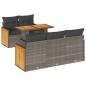 Preview: 6-tlg. Garten-Sofagarnitur mit Kissen Grau Poly Rattan Akazie