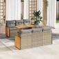 Preview: ARDEBO.de - 7-tlg. Garten-Sofagarnitur mit Kissen Beige Poly Rattan Akazie