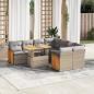 Preview: ARDEBO.de - 9-tlg. Garten-Sofagarnitur mit Kissen Beige Poly Rattan Akazie