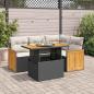Preview: ARDEBO.de - 5tlg. Garten-Sofagarnitur mit Kissen Schwarz Poly Rattan Akazie
