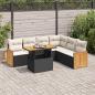 Preview: ARDEBO.de - 7-tlg. Garten-Sofagarnitur mit Kissen Schwarz Poly Rattan